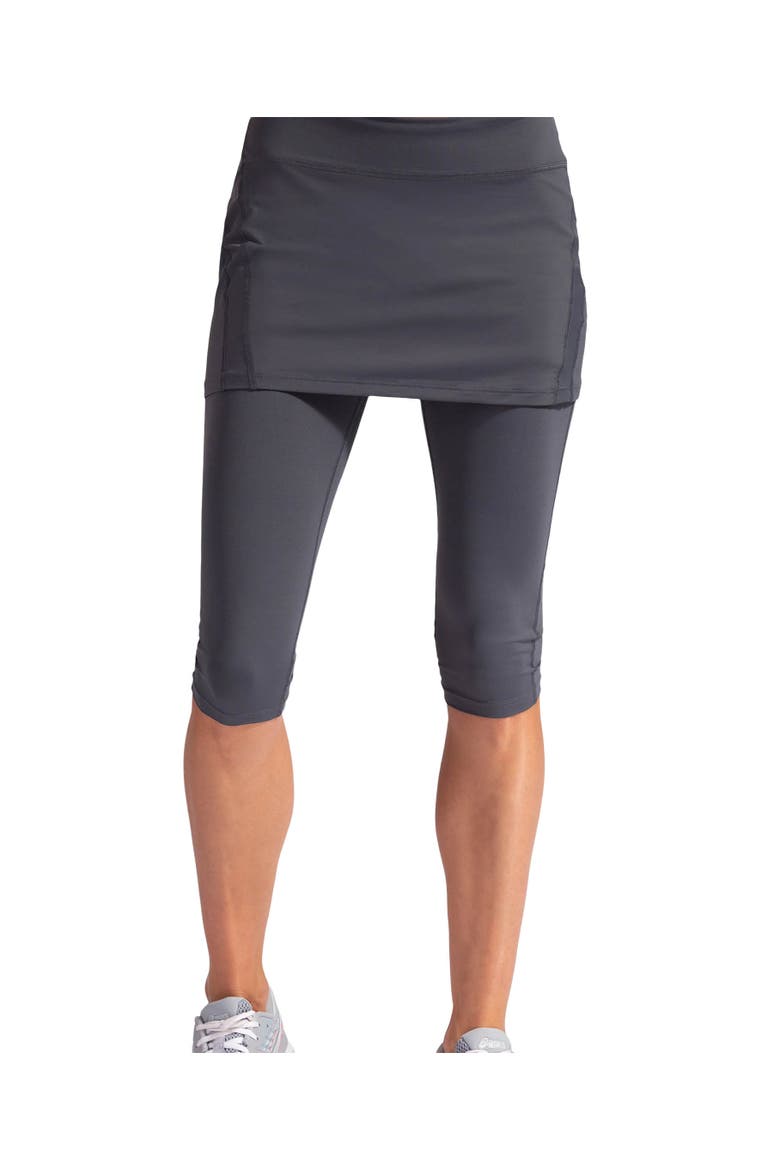 Women's Skort with Capri Leggings with Sun and UV Protection, Main, color, Smoke