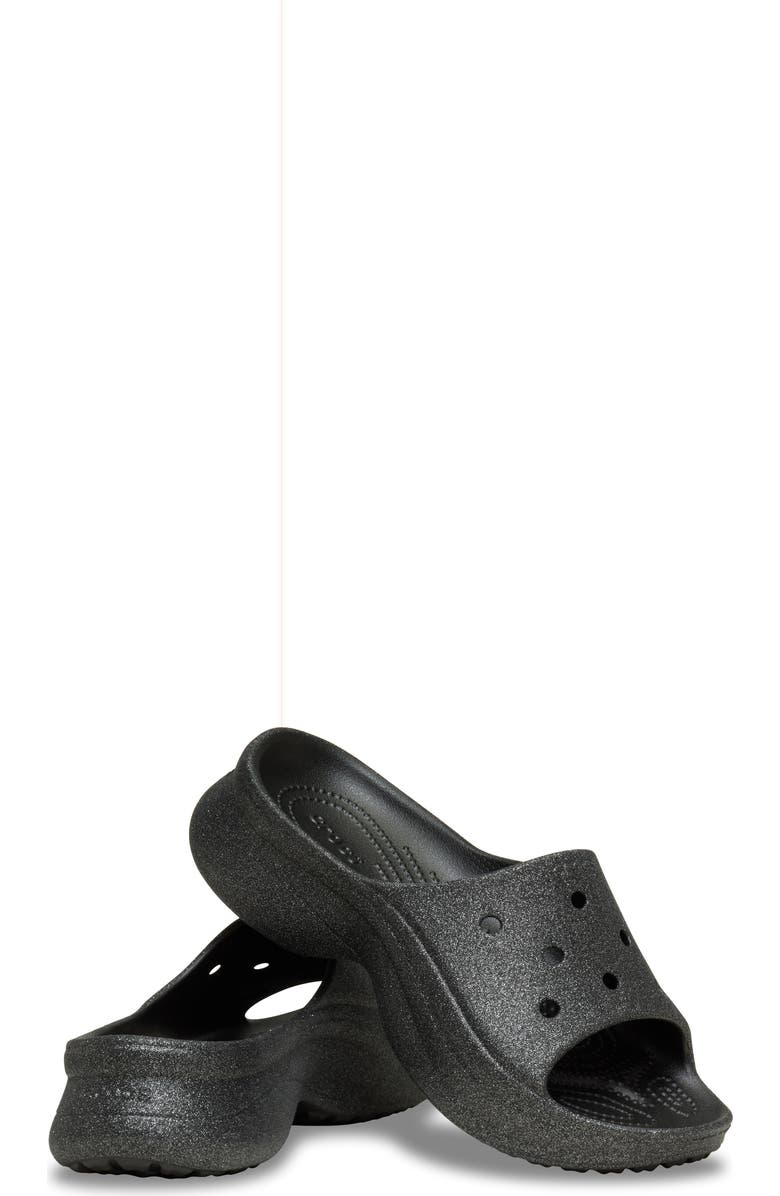CROCS Bae Glitter Slide Sandal, Alternate, color, Black