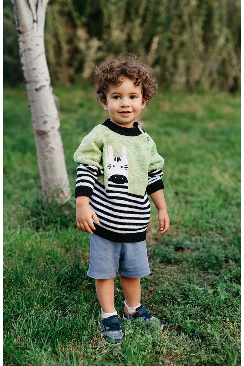 Zebra Sweater, Alternate, color, Green