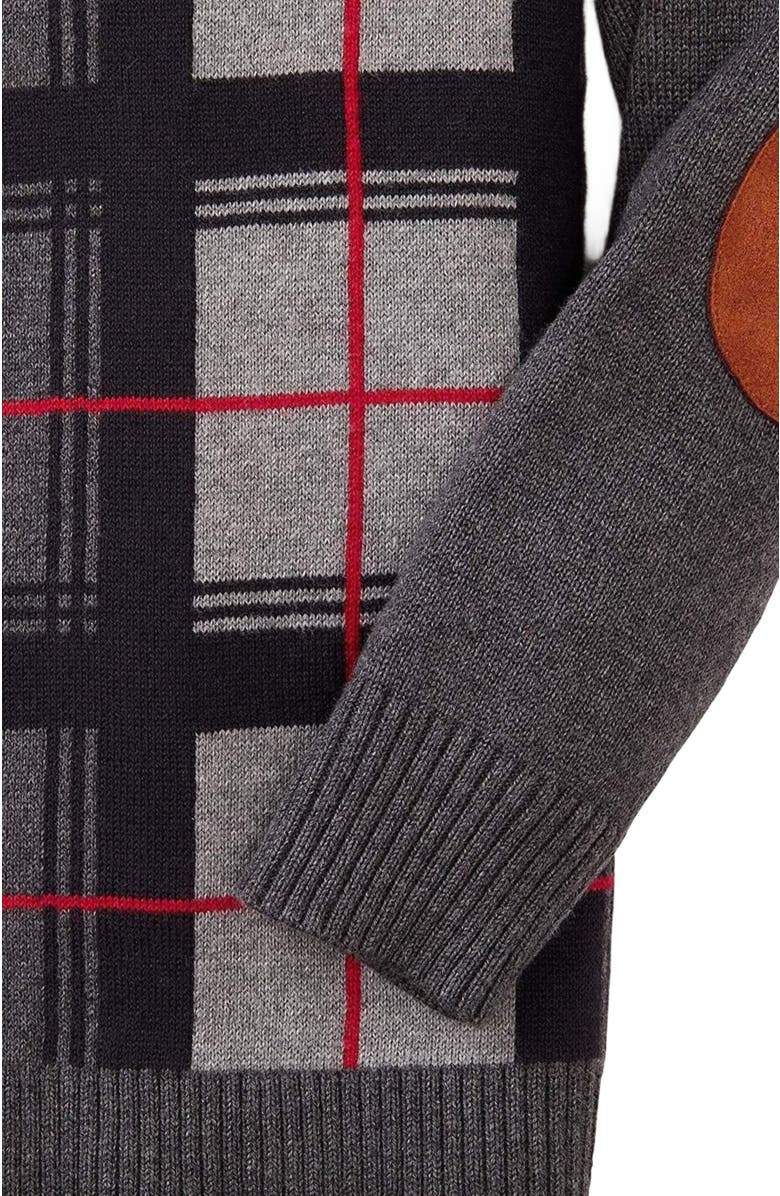 Hope & Henry Baby Boys' Herringbone Cable Sweater with Elbow Patches, Infant, Alternate, color, Grey Plaid