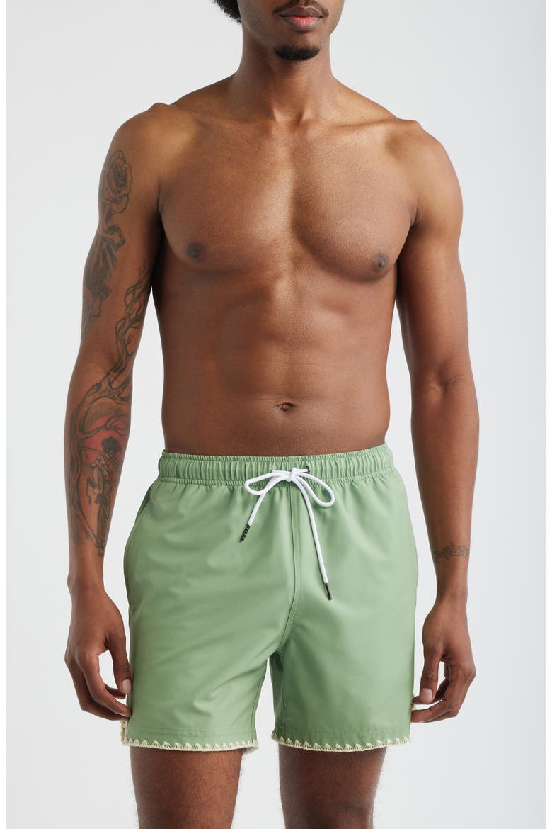 Hotel Stitch Swim Trunks, Main, color, LIGHT GREEN