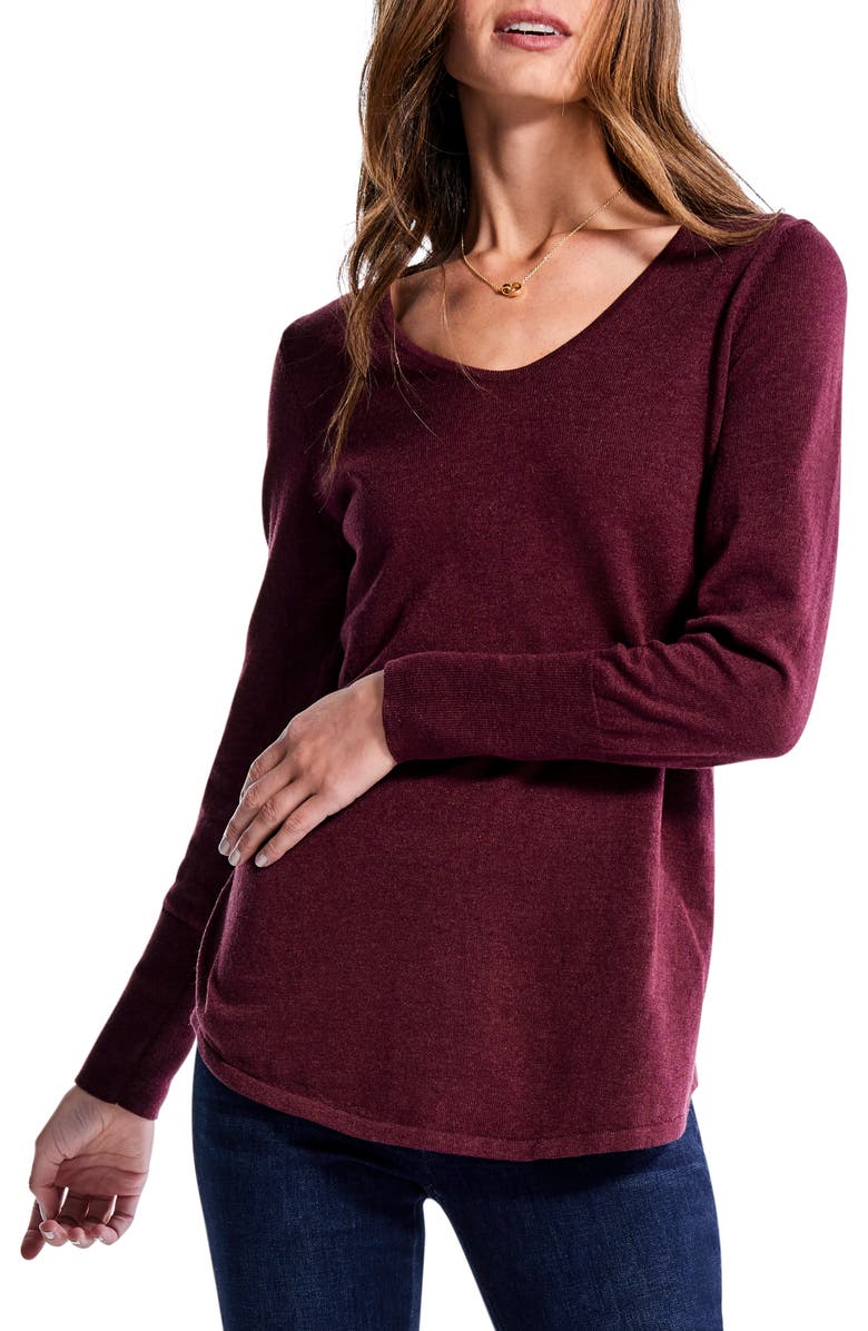 NIC+ZOE Vital V-Neck Sweater, Main, color, Port