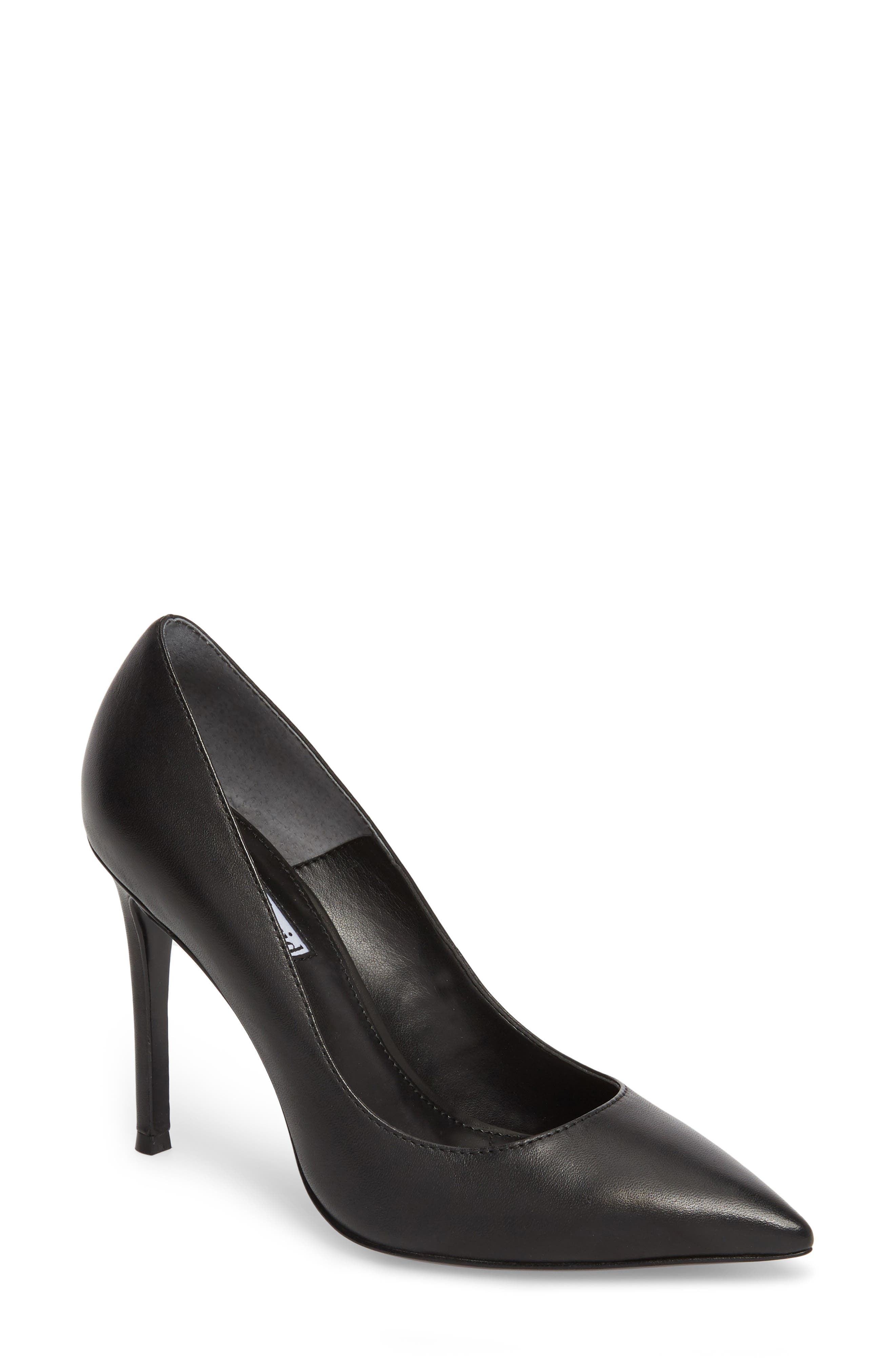 Calessi Pointy Toe Pump, Main, color, BLACK LEATHER