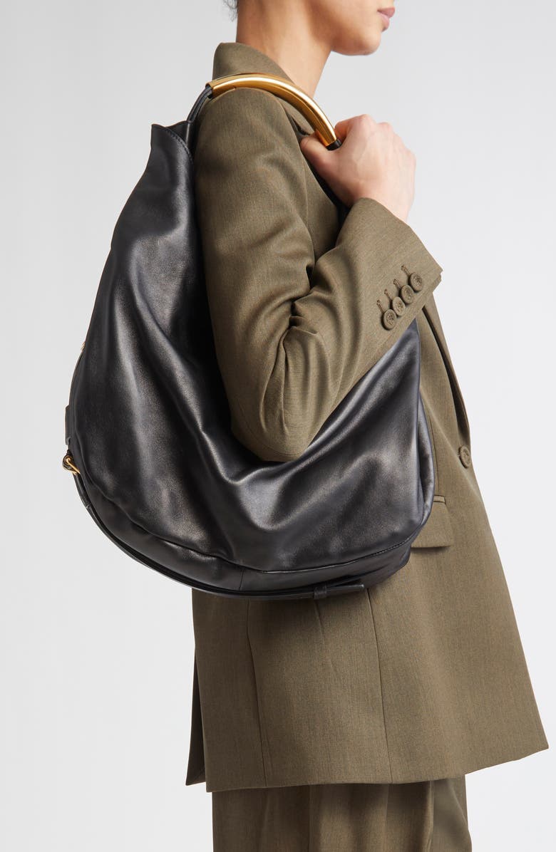 Moschino Handle Me Leather Hobo Bag, Alternate, color,