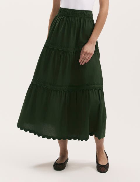 Paula Cotton Midi Tiered Skirt