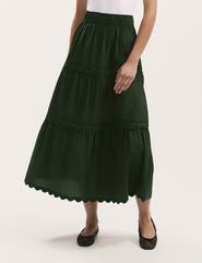 Finery London Paula Cotton Midi Tiered Skirt