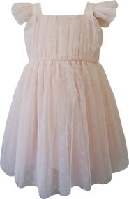 Popatu Kids' Floral Flocked Tulle Party Dress