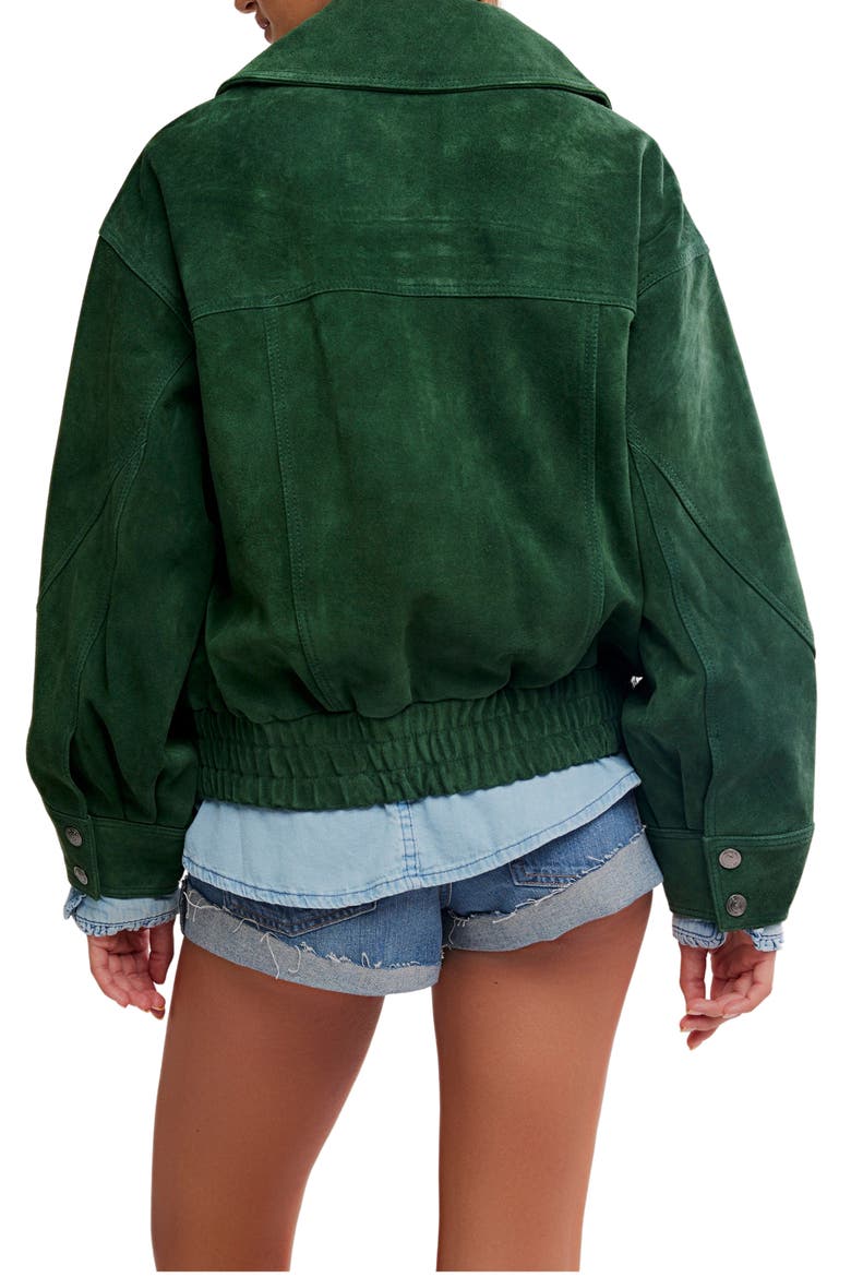 Desert Moon Suede Bomber Jacket, Alternate, color, GREEN GROVE