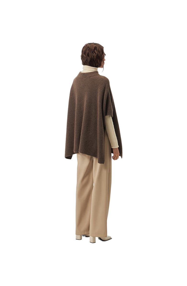 GOBI Mongolian Cashmere Rib-Knit Cashmere Poncho, Alternate, color, Cocoa