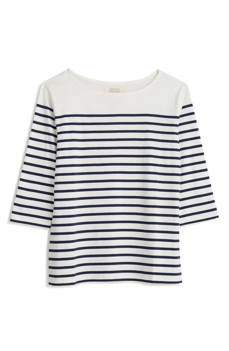 Seasalt Cornwall Sailor Stripe Organic Cotton Top, Alternate, color, Falmouth Breton Chalk Maritime