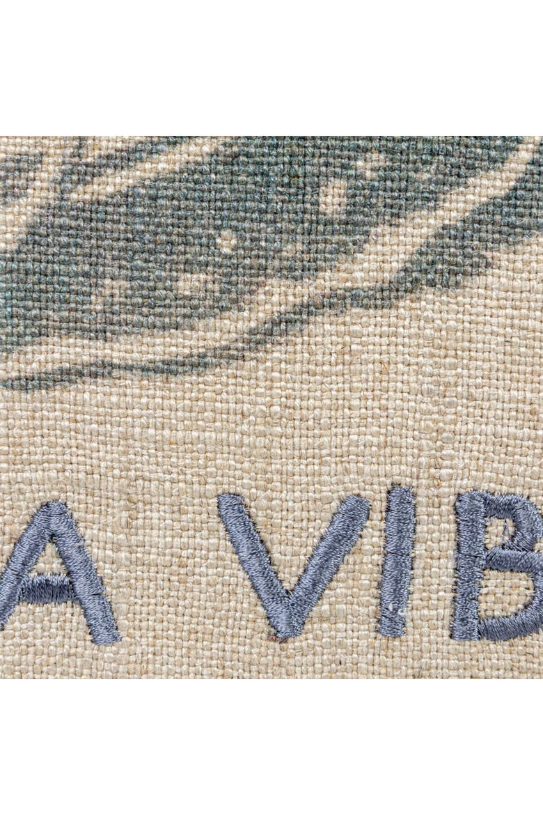 16-Inches Square Linen Blend Printed Pillow with Snail and "It's a Vibe" Text Embroidery, Natural and Gray, Alternate, color, Natural