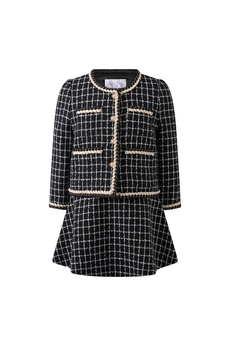 Check Tweed Jacket & Skirt Set, Alternate, color, Black