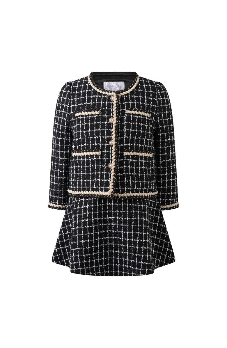 Rachel Riley Check Tweed Jacket & Skirt Set, Alternate, color, Black