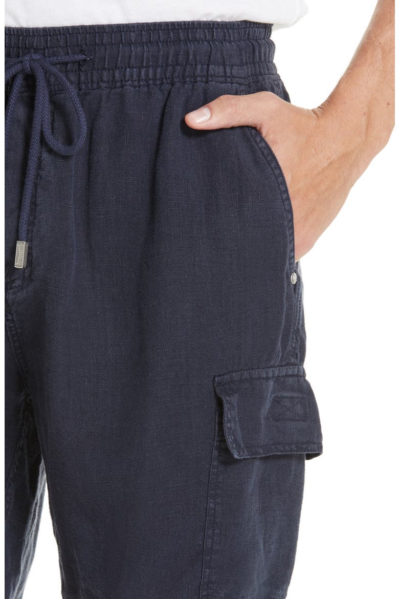 Men's Linen Bermuda Cargo Pockets Shorts, Alternate, color, BLUE