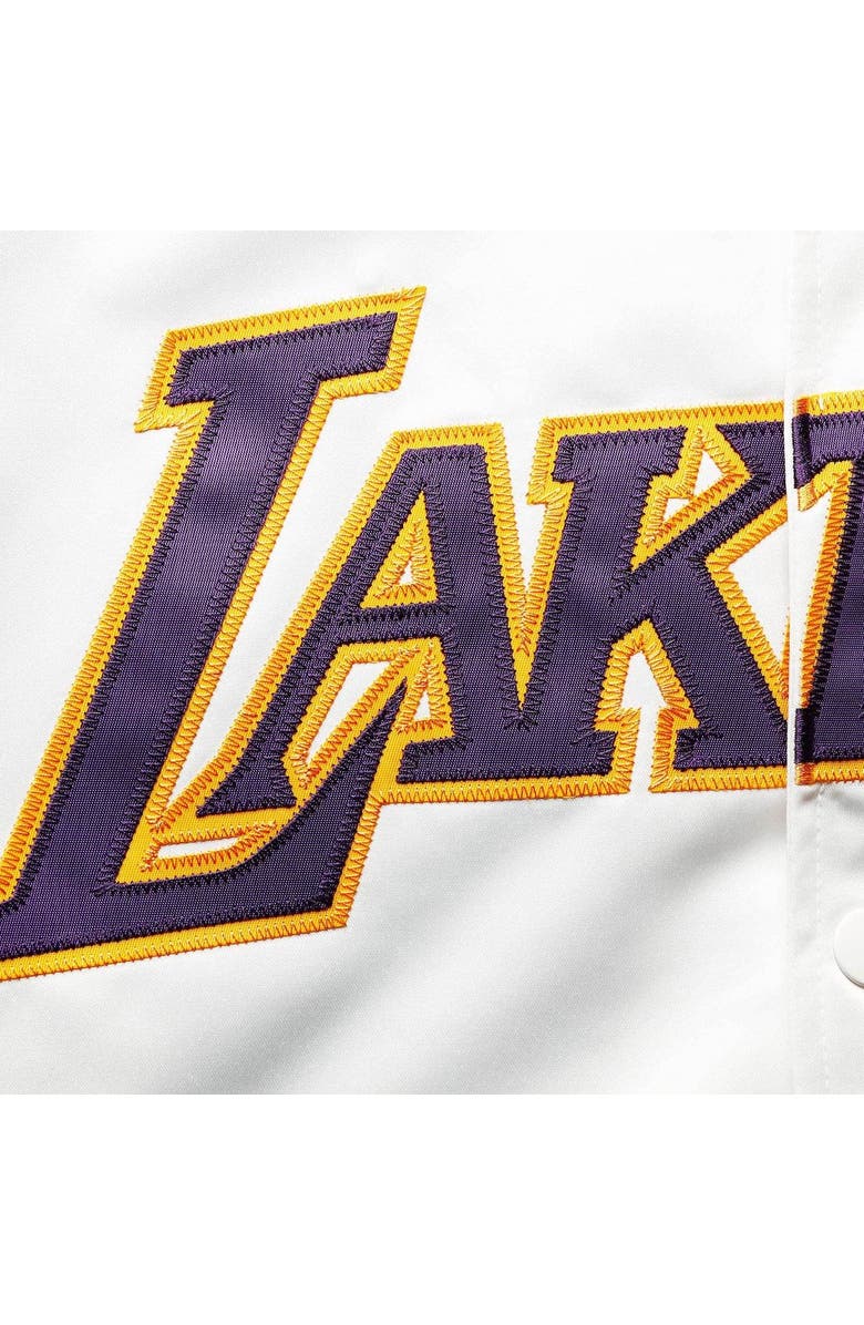 Mitchell & Ness Men's Mitchell & Ness White Los Angeles Lakers Hardwood Classics Satin Full-Snap Raglan Jacket, Alternate, color, 