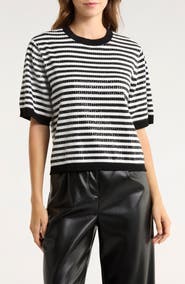 Sanctuary Sequins Short Sleeve Knit Sweater