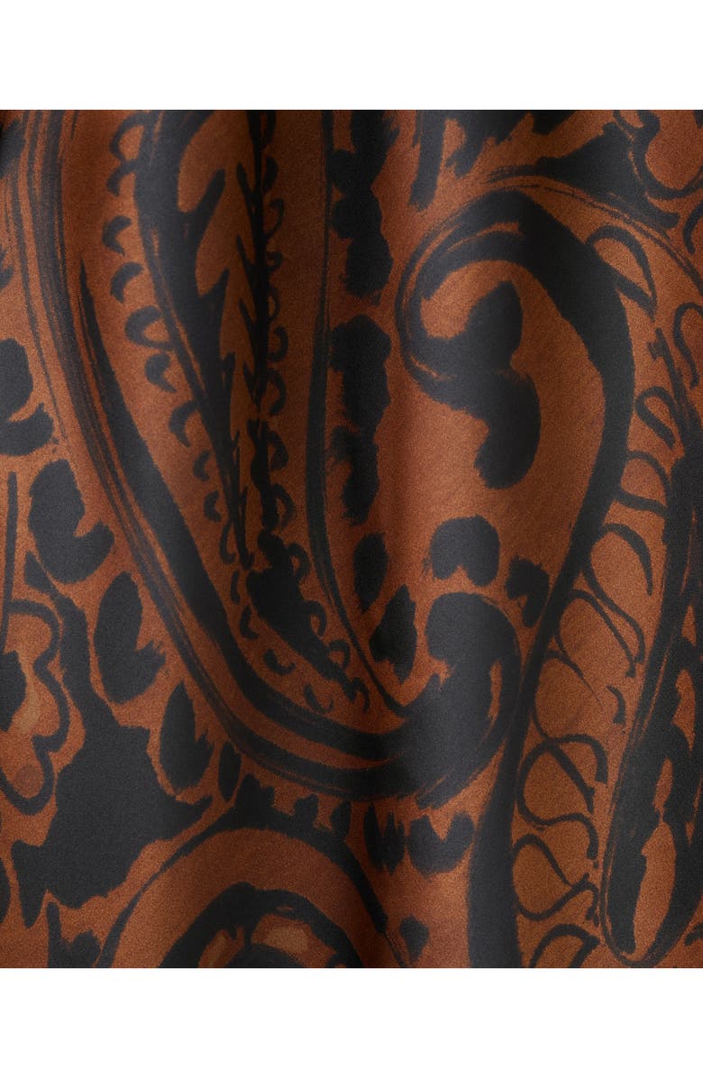 MANGO Paisley Long Sleeve Satin Dress, Alternate, color, Burnt Orange