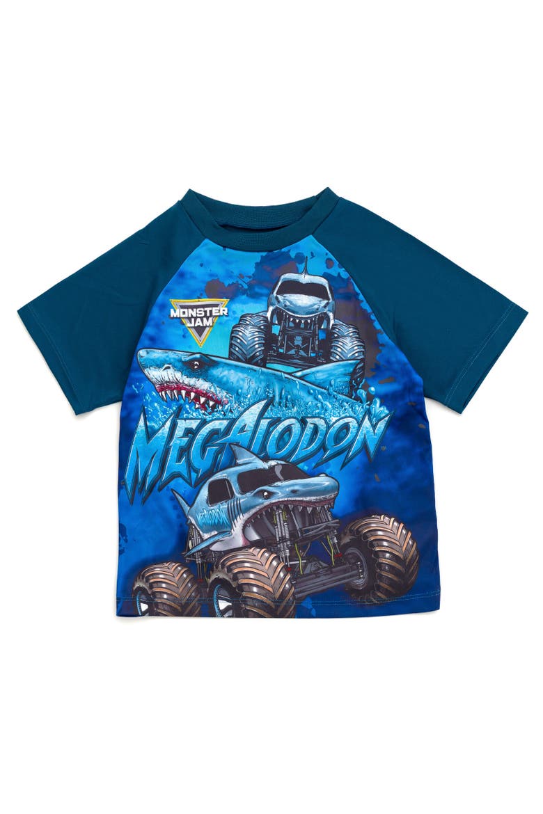 3pc Tank Top, Tee & Shorts Set, Alternate, color, Blue Megalodon Monster Jam