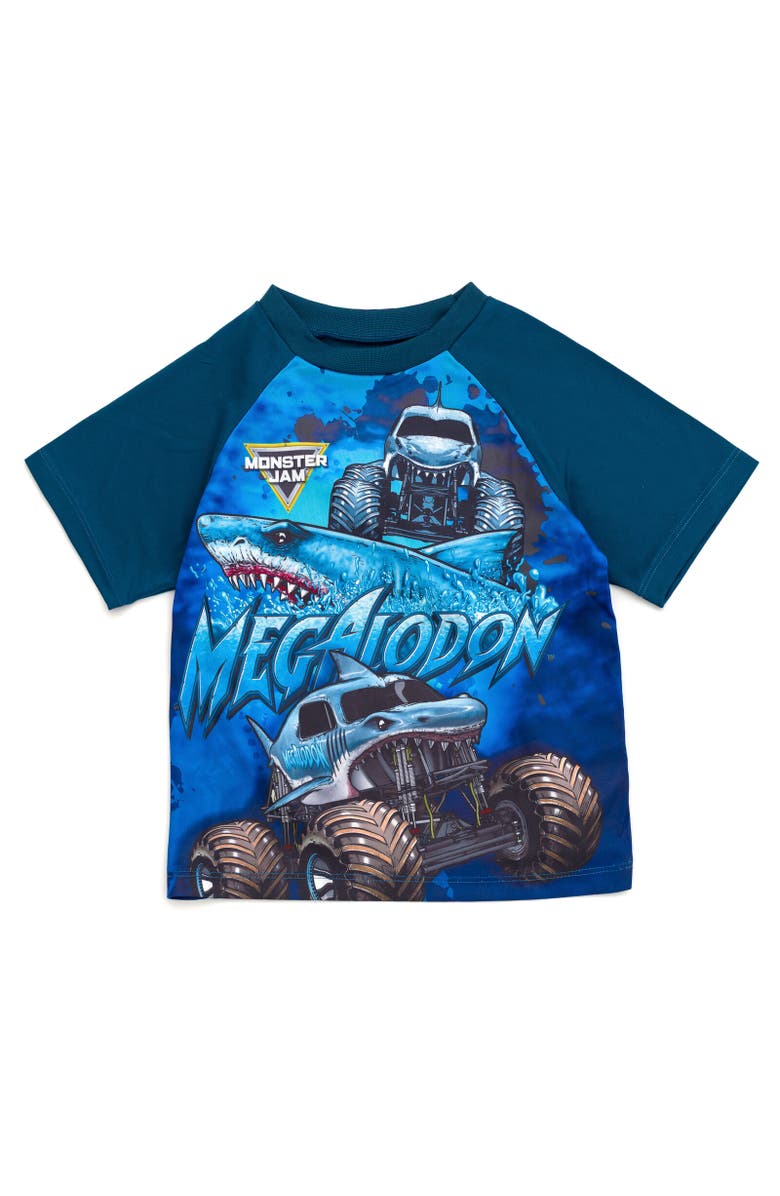 Monster Jam 3pc Tank Top, Tee & Shorts Set, Alternate, color, Blue Megalodon Monster Jam