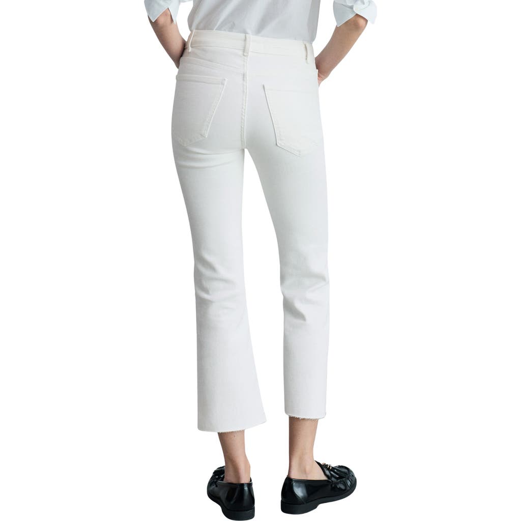 Shop Mango Sienna Waxed Crop Flare Jeans In White