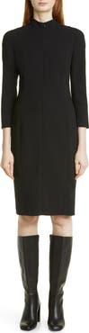 Akris Belted Long Sleeve Wool Blend Dress