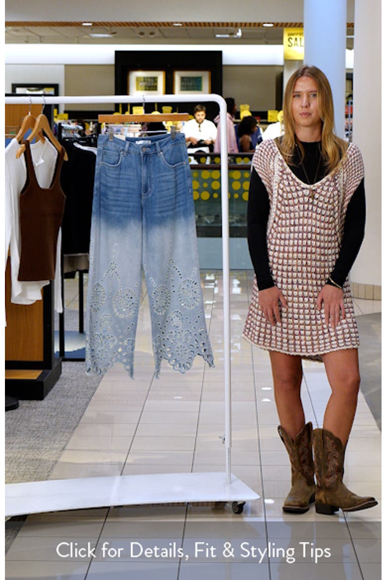 Eyelet High Waist Crop Wide Leg Jeans video