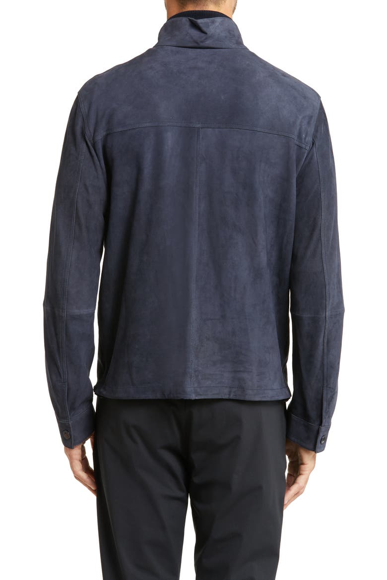 Suede Bomber Jacket, Alternate, color, SOLID BLUE NAVY