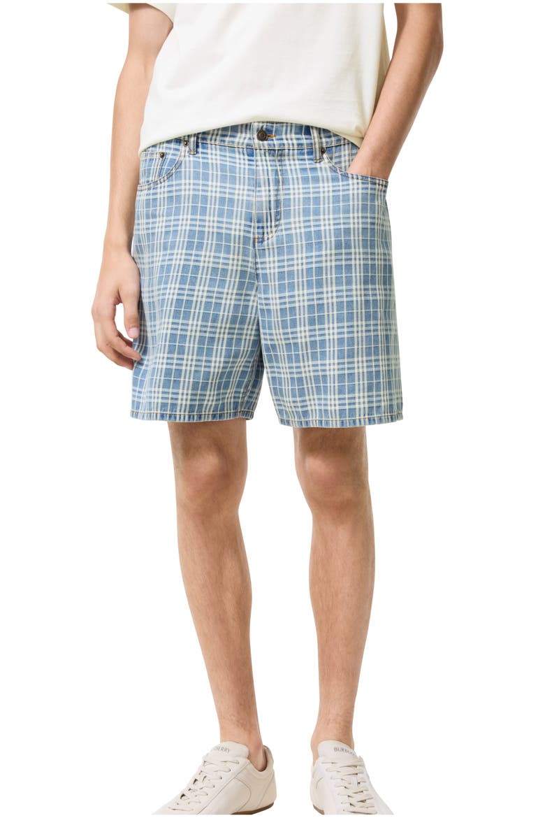 Check Denim Shorts, Main, color, Light indigo blue