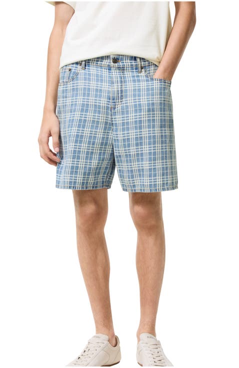 Check Denim Shorts