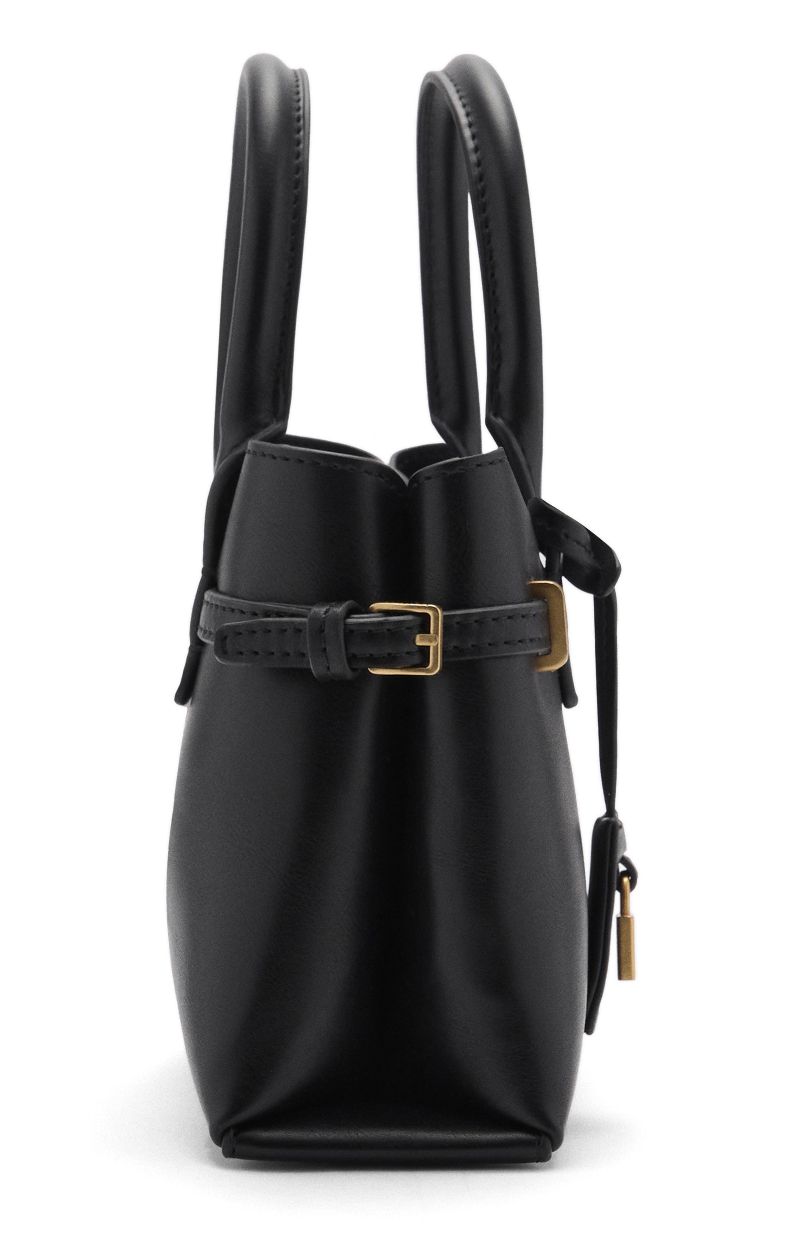 MANGO Padlock Detail Mini Shopper Bag, Alternate, color, 
