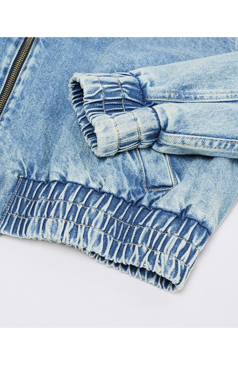 MANGO Crop Denim Bomber Jacket, Alternate, color,