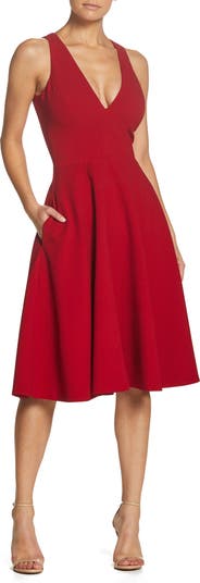 Dress the population catalina tea length fit & flare dress best sale