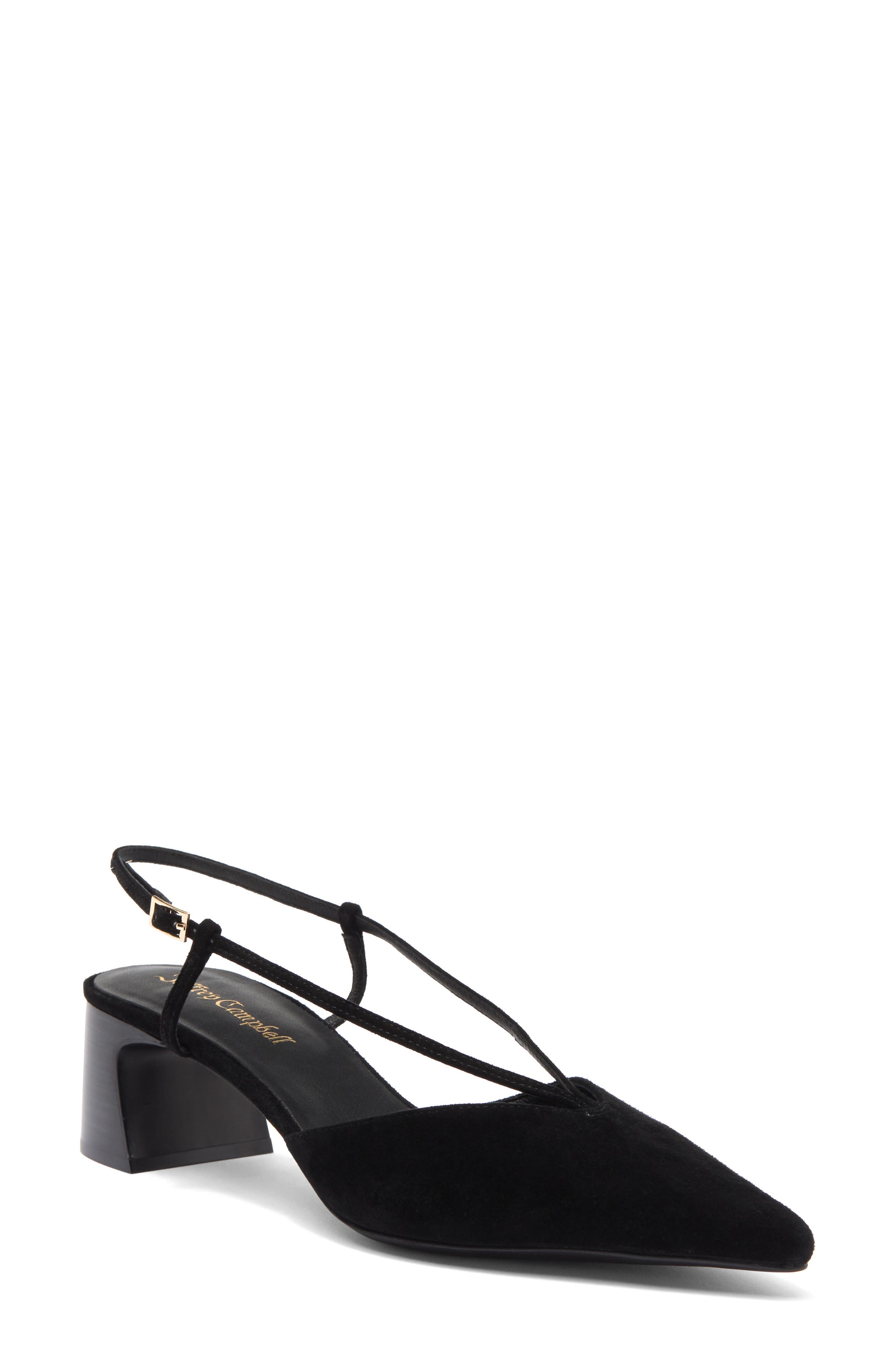 Jeffrey Campbell Annemarie Slingback Pointed Toe Pump, Main, color, Black Suede