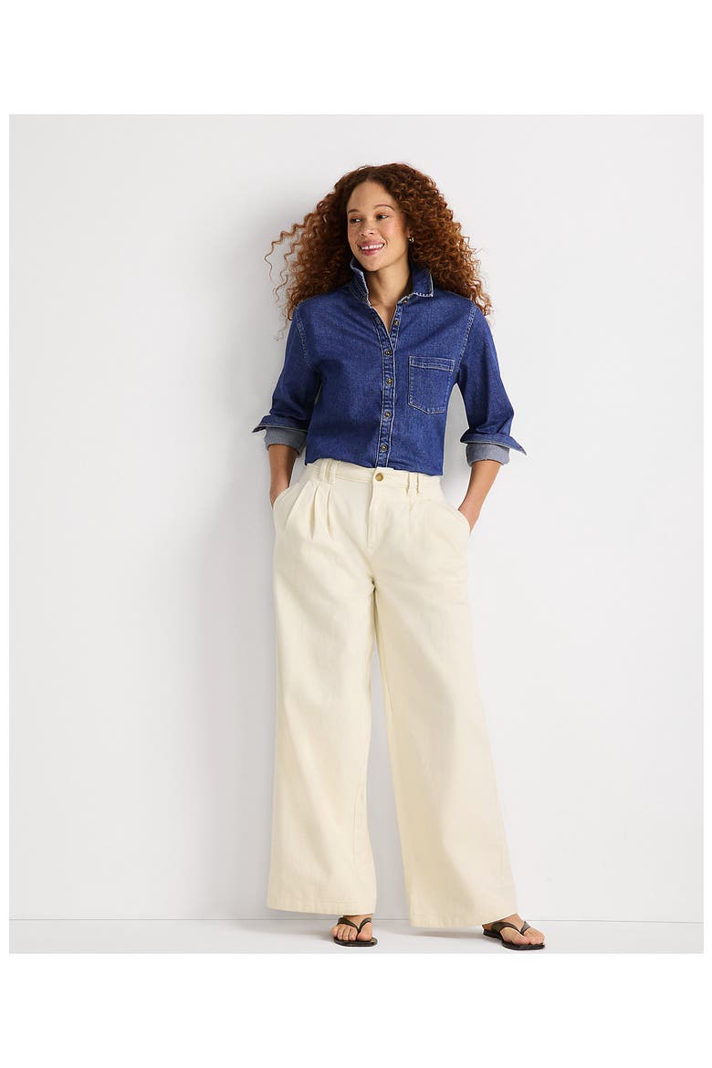 Lightweight Denim Mid Rise Pleated Slouchy Jeans, Alternate, color, Natural