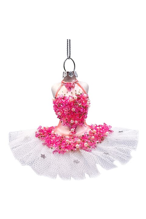 Beaded Ballerina Tutu Dress Glass Ornament