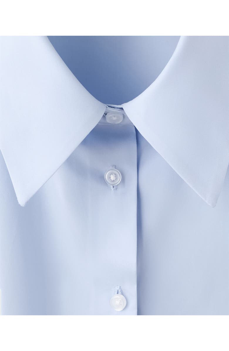 MANGO Crop Button-Up Shirt, Alternate, color, Sky Blue