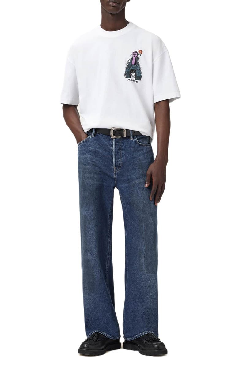 AllSaints Defiance Cotton Graphic T-Shirt, Alternate, color, Optic White