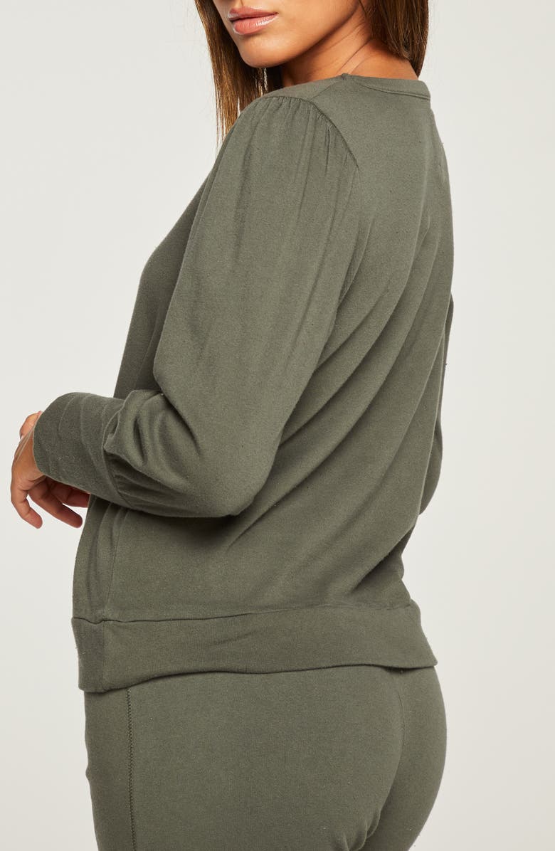 Chaser Puff Sleeve Cotton Knit Pullover Top, Alternate, color, 