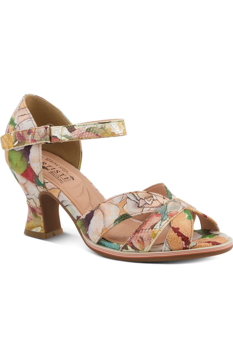 L'Artiste by Spring Step Waltz Ankle Strap Sandal, Main, color, Orange Multi