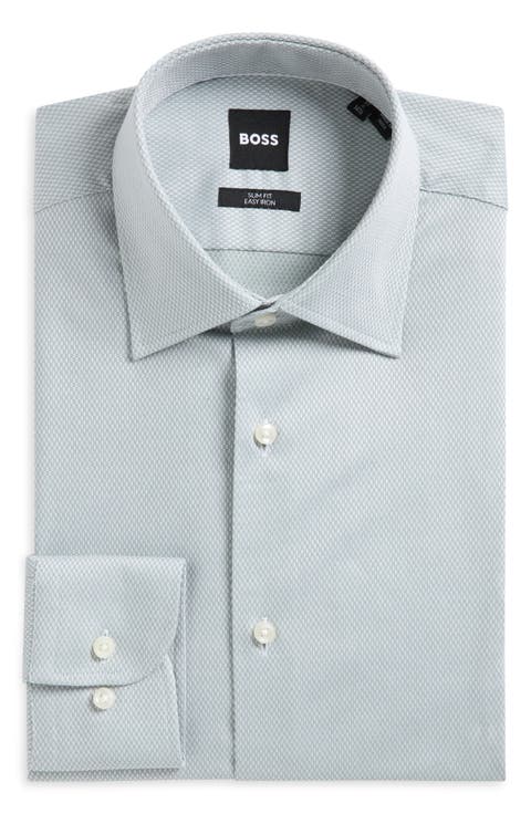 Hank Slim Fit Stretch Geometric Dress Shirt