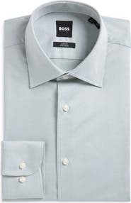 BOSS Hank Slim Fit Stretch Geometric Dress Shirt