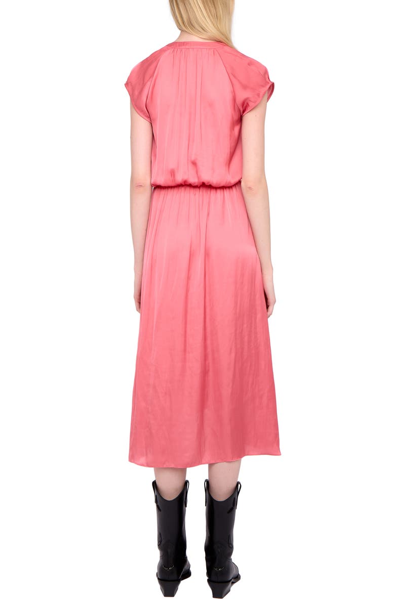 Zadig & Voltaire Randall Ruffle Satin Dress, Alternate, color, Tea Rose