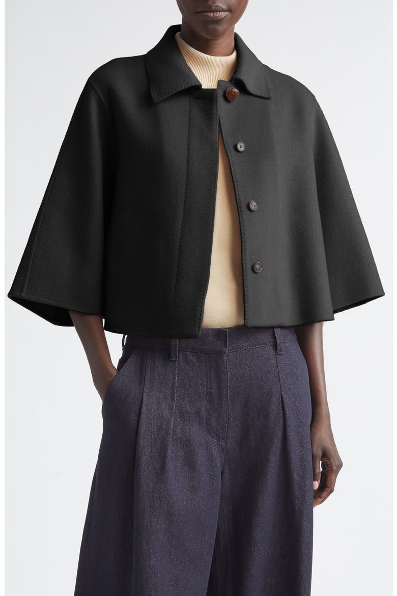 Double Face Wool & Cashmere Crop Jacket, Alternate, color, BLACK