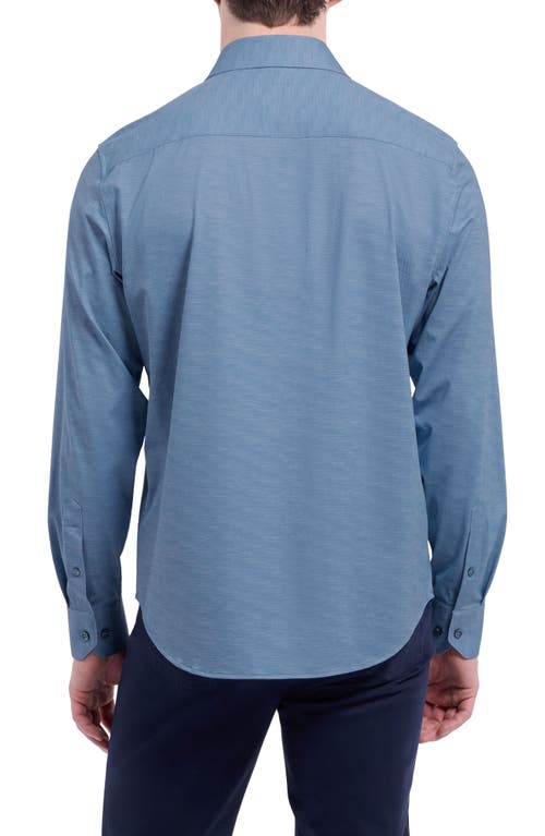 Bugatchi James Ooohcotton® Herringbone Button-up Shirt In Blue