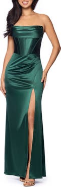 Blondie Nites Satin Strapless Corset Gown