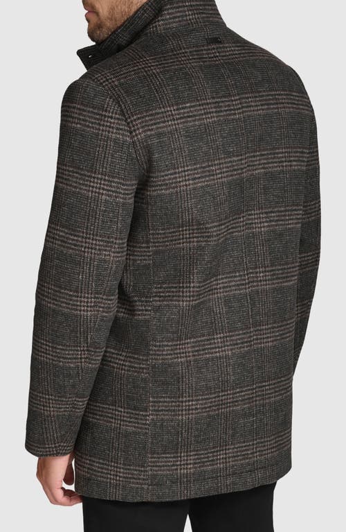Andrew Marc Dorsey Plaid Wool Blend Car Coat In Black