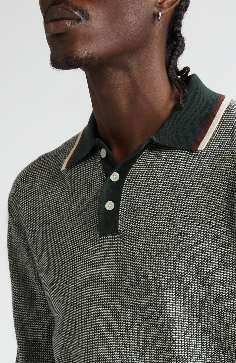 BEAMS Tipped Long Sleeve Wool & Cotton Polo Sweater, Alternate, color, 