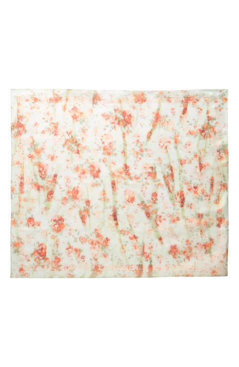 Floral & Skull Print Silk Scarf