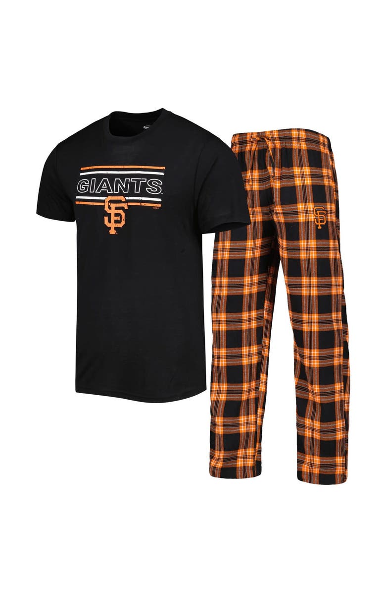 CONCEPTS SPORT Men's Concepts Sport Black/Orange San Francisco Giants Badge T-Shirt & Pants Sleep Set, Main, color, Black