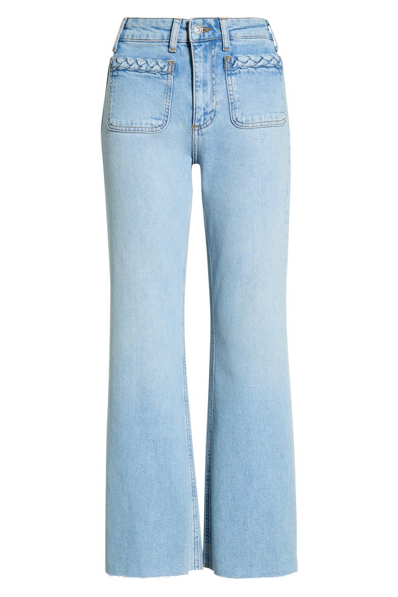 Braid Patch Pocket Raw Hem Wide Leg Jeans, Main, color, MONTEBELLO